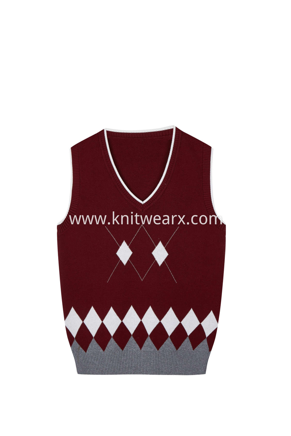 Kids's Sweater Jarquard Argyle Vest Cotton V-Neck School Uniform Pullover Top